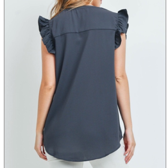 Grey Ruffle Sleeve Blouse - Picture 2 of 5